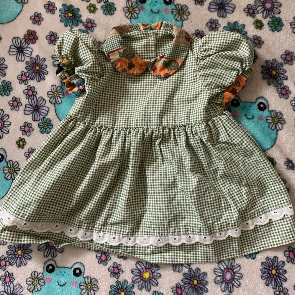 Vintage Handmade Fall Gingham Toddler Dress